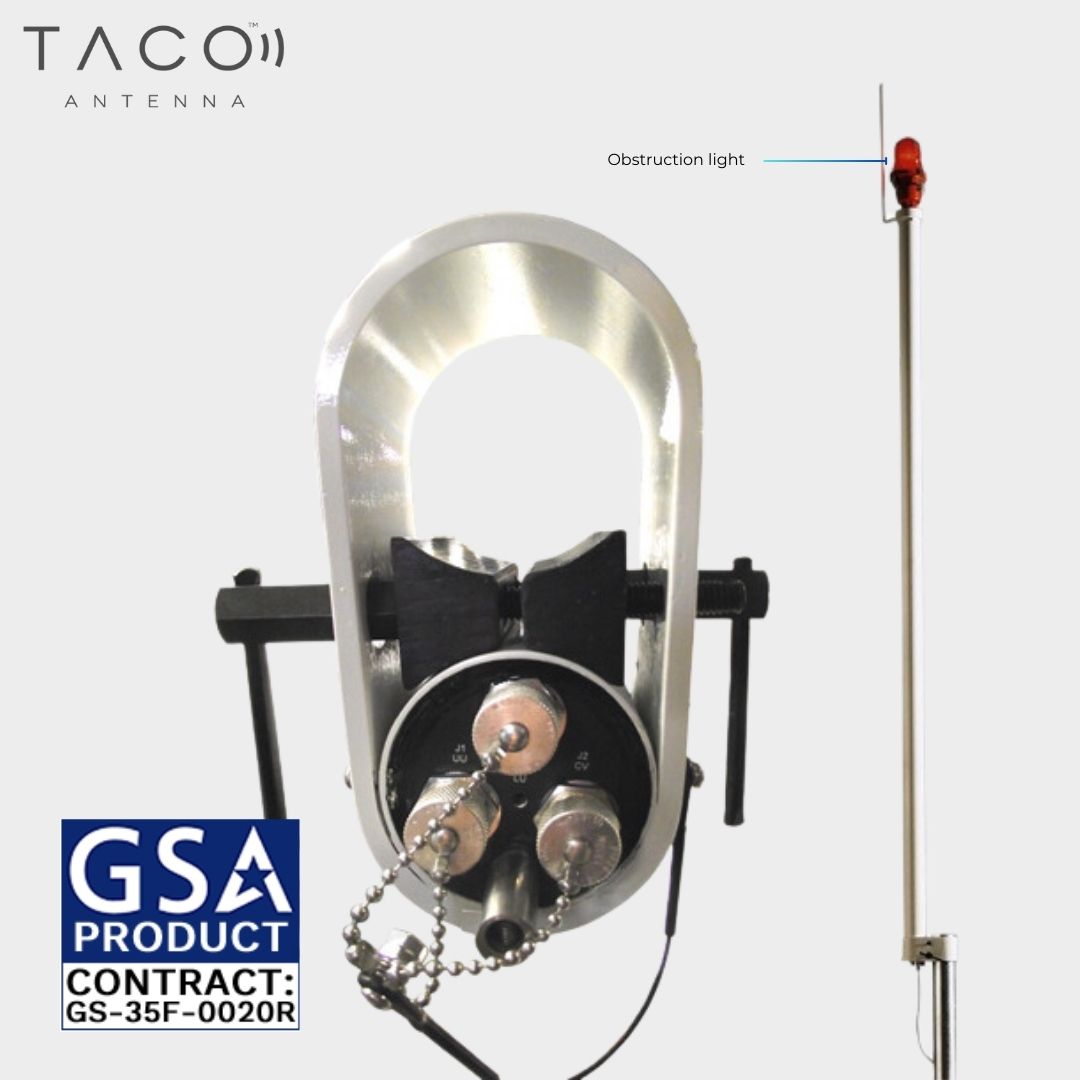 Model D2296-OL-LED VHF/UHF/VHF Air Traffic Control MULDIPOL™ Omni Military Antenna With Obstruction Light